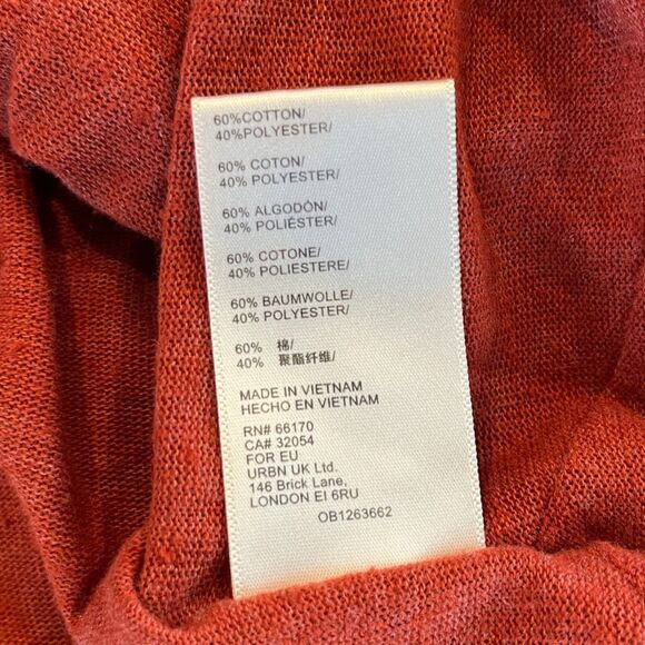 Free People We the Free Orange Rust Turtleneck Funnel Neck Knit Top Large - Picture 9 of 11